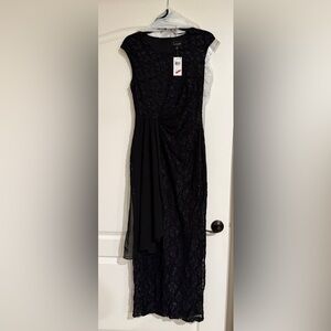 Connected Apparel Black Lace Midi Dress